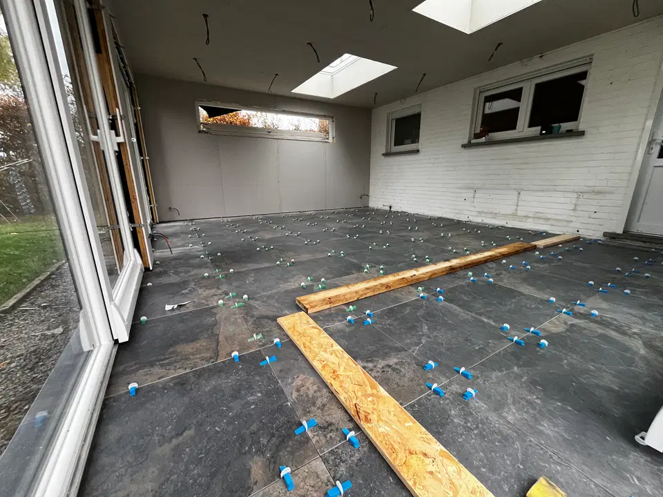 Extension en ossature bois à la place d’une véranda — pendant les travaux