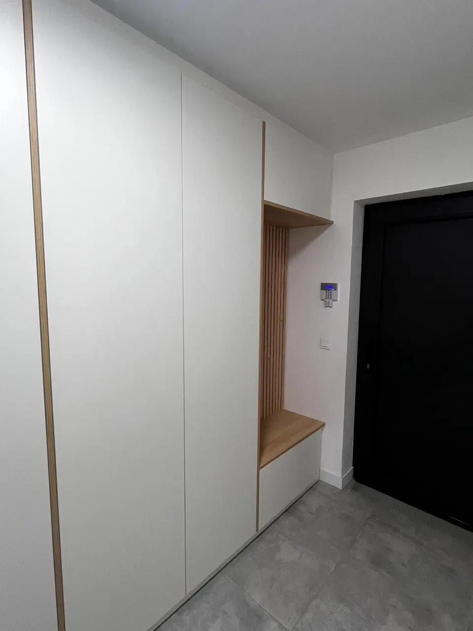 Placard d’entrée et niche décorative — vers la fin du chantier